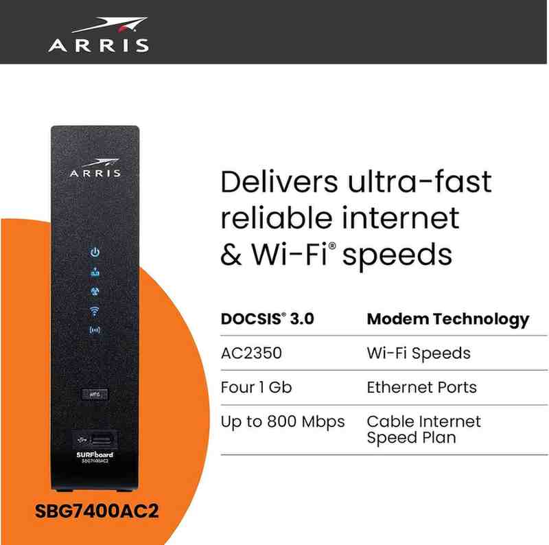 "ARRIS Surfboard Black | 1000 Mbps Download Speed"