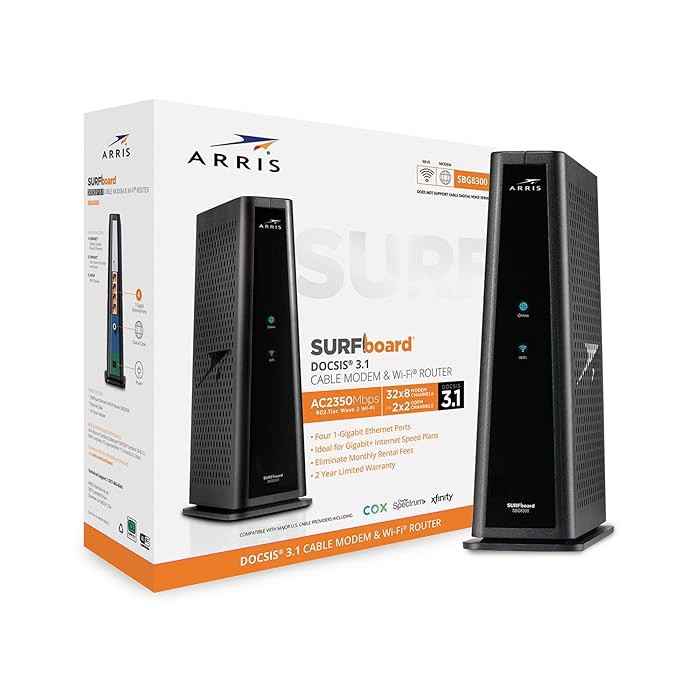 "ARRIS SBG8300 DOCSIS 3.1 Modem & AC2350 Router | Renewed | Xfinity, Cox, Spectrum | 1 Gbps Max Speeds"