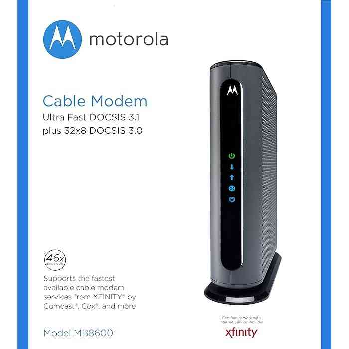 "Motorola MB8600 DOCSIS 3.1 Cable Modem | 32x8 DOCSIS 3.0 | Xfinity, Cox Approved | Gray (Renewed)"